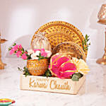 Karwa Chauth Pooja Thali Set with Flowers & Nuts