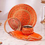 Orange Karwa Chauth Pooja Thali Set