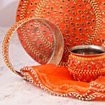 Orange Karwa Chauth Pooja Thali Set