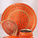 Orange Karwa Chauth Pooja Thali Set