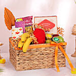 Healthy & Sweet Festive Hamper with Fruits, Ladoo & Snacks