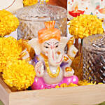 Ganesh Blessings Festive Gift Hamper with Dry Fruits & Flower