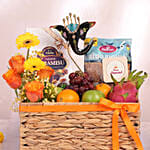 Premium Diwali Hamper with Fresh Fruits, Snacks & Ganesh Idol