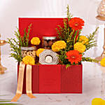 Festive Glow Diwali Gift Box with Dry Fruits, Flowers
