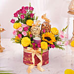 Diwali Floral & Dry Fruit Gift Hamper with Candle