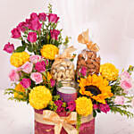 Diwali Floral & Dry Fruit Gift Hamper with Candle