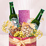 Beer & Nut Delight Gift Basket for Festive Gifting