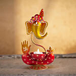 Handcrafted Ganesha Idol Red N Yellow