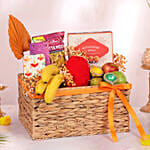Healthy & Sweet Festive Hamper with Fruits, Ladoo & Snacks