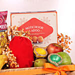 Healthy & Sweet Festive Hamper with Fruits, Ladoo & Snacks