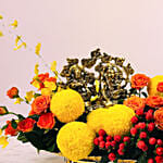 Laxmi Ganesha and Flowers Arrangement
