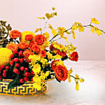Laxmi Ganesha and Flowers Arrangement