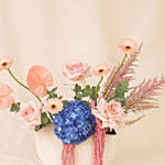 Rose Gerbera & Hydrangea in Ceramic Vase