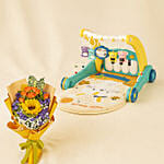 2 in 1 Pedal Piano Harps Walker With Flower Bouquet