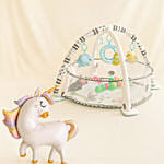 Round Game Mat WIth Toys and Balls With A Balloon Unicorn