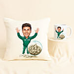 Personalised Caricature Green Tracksuit No. 456 Mug & Cushion