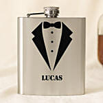 Gentlemen Personalised Silver Hip Flask