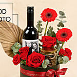 Golden Romance Flower & Wine Box