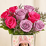Personalised Cute Labubu Monster Face Flowers Vase