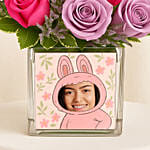 Personalised Cute Labubu Monster Face Flowers Vase