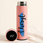 Personalised Pink LED Temperature Bottle