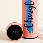 Personalised Pink LED Temperature Bottle