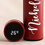 Personalised Red LED Temperature Bottle for Him