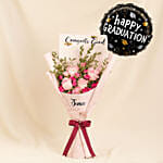 Congrats Grad Roses Bouquet with Balloon
