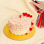 Elegant Red Roses with French Chocolate Cake