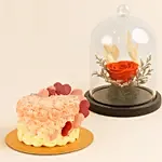 Forever Red Rose & Floral Heart Chocolate Cake Combo