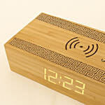 Engraved Text Bamboo Wireless Charger with Clock