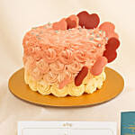 Floral Heart Chocolate Cake With Ganesha Rakhi