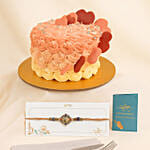 Floral Heart Chocolate Cake With Ganesha Rakhi