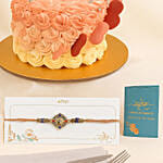 Floral Heart Chocolate Cake With Ganesha Rakhi