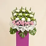 Blissful Mixed Flowers With Pink Stand