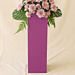 Elegant Pink Flowers Arrangement In Pink Stand