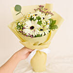 Peaceful White Gerberas Beautifully Tied Bouquet