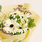 Peaceful White Gerberas Beautifully Tied Bouquet