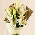4 White Oriental Lilies Bouquet