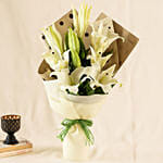4 White Oriental Lilies Bouquet