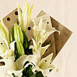 4 White Oriental Lilies Bouquet