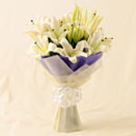 7 White Oriental Lilies Bouquet