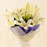 7 White Oriental Lilies Bouquet