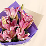 Alluring Pink Oriental Lilies Bouquet