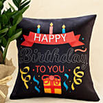 Jute Wrapped Jamia Plant With Personalised Birthday Candle Cushion