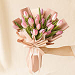 Lovely Pink N Light Pink Tulips Bouquet