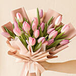 Lovely Pink N Light Pink Tulips Bouquet