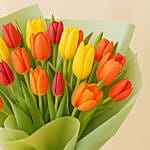 Beautifully Wrapped Mixed Tulips Bouquet