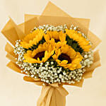 Glowing Sunflowers Beautifully Tied Bouquet