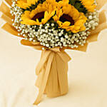 Glowing Sunflowers Beautifully Tied Bouquet